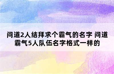 问道2人结拜求个霸气的名字 问道霸气5人队伍名字格式一样的